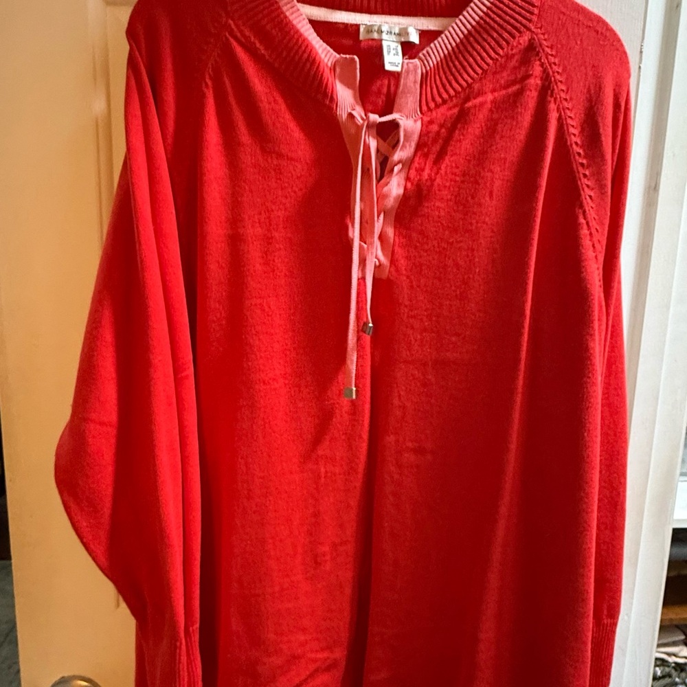 Isaac Mizrahi Vibrant Red Knit Sweater